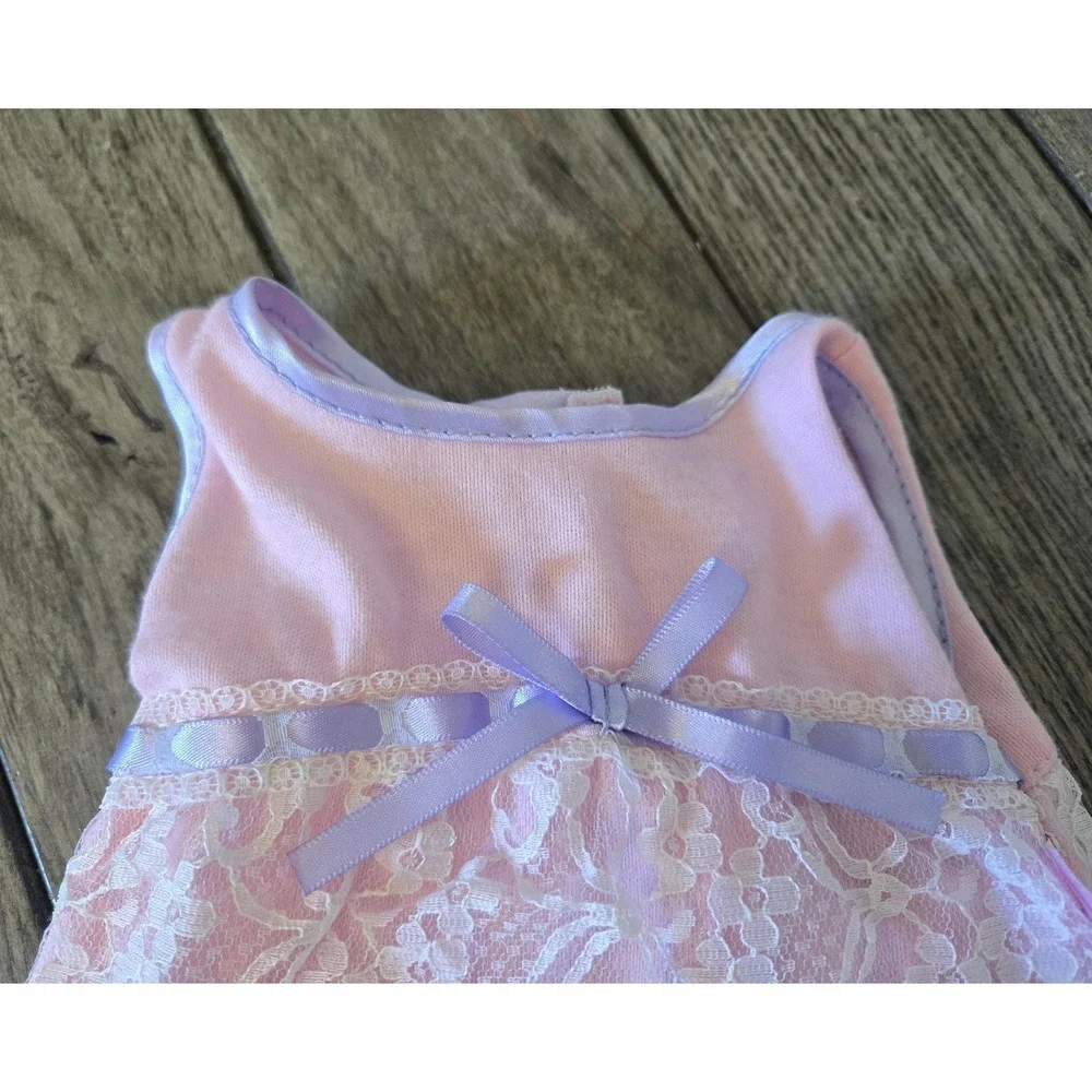Vintage 2005 CPK Cabbage Patch Kids Pink & Purple Tank Top W/White Lace Overlay